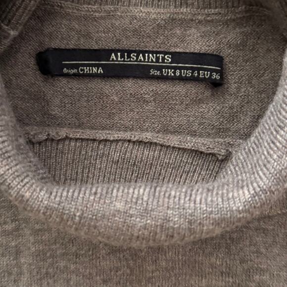 ALL SAINTS NWOT Wool/Cashmere Kaninda Sleeveless Zip Sided Tunic Sweater Dress 4 - Picture 4 of 6